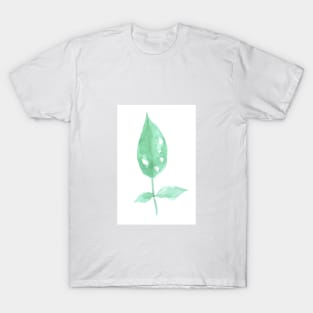 green, leaf, plant, tree, ecology, environment, nature, natural, watercolor, art, painted, hand-drawn T-Shirt